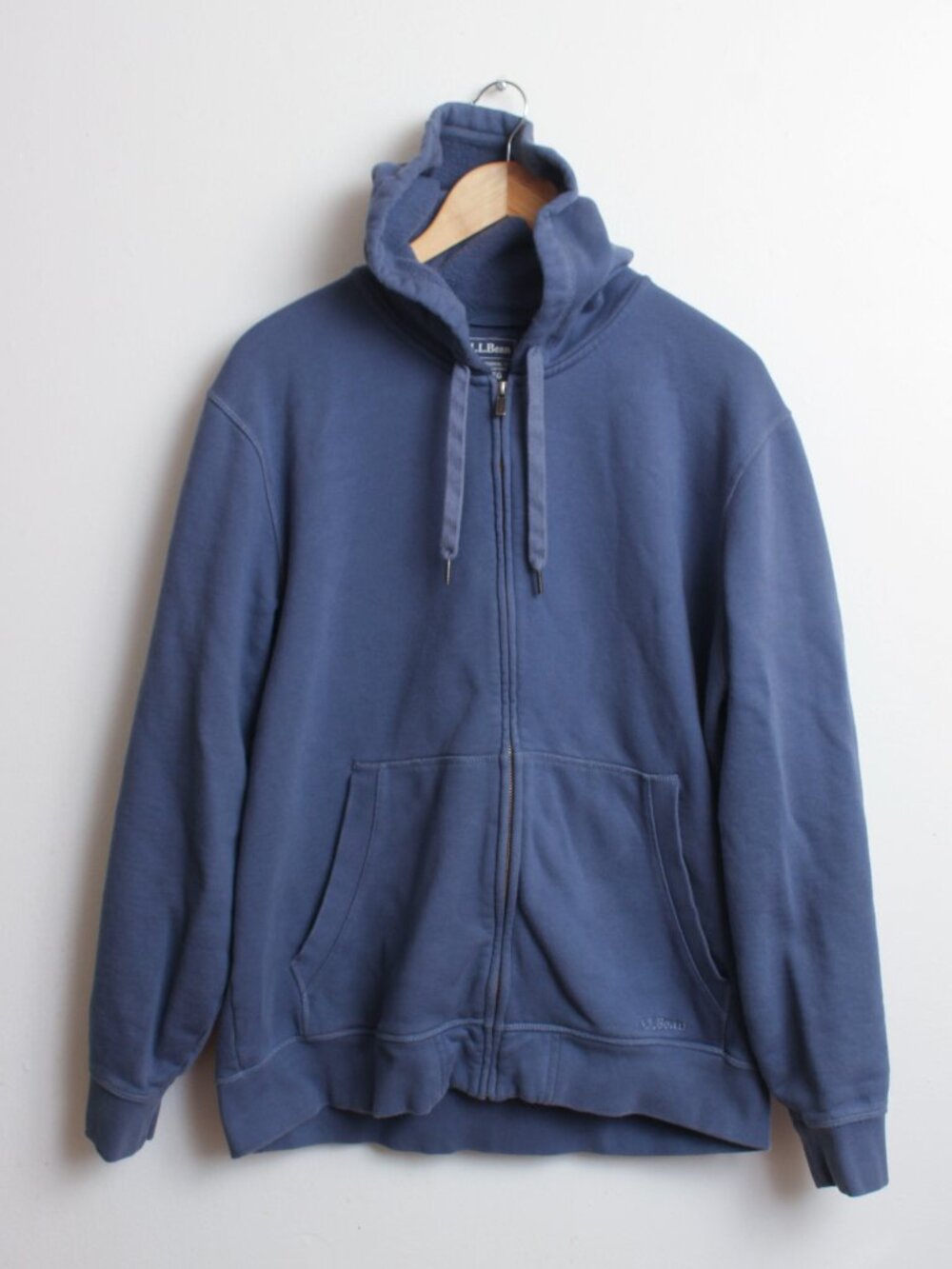 L.L. Bean Mens Classic Full-Zip Hoodie Heather Blue Size Large Regular